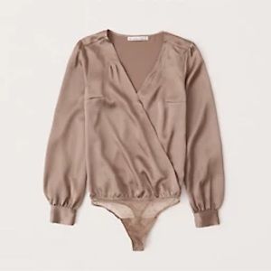 Abercrombie Long-sleeve Wrap satin bodysuit
